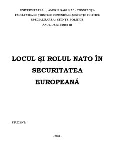 Locul și Rolul NATO în Securitatea Europeană - Pagina 1