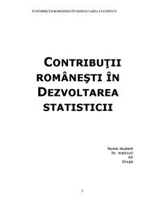 Contribuții românești în statistică - Pagina 1