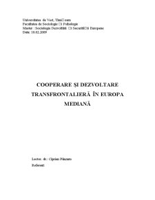 Cooperare și Dezvoltare Transfrontalieră în Europa Mediană - Pagina 1