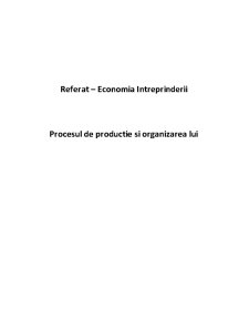 Economia întreprinderii - procesul de producție și organizarea lui - Pagina 1