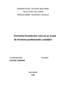 Formarea Formatorilor care să se Ocupe de Formarea Profesională a Adulților - Pagina 1