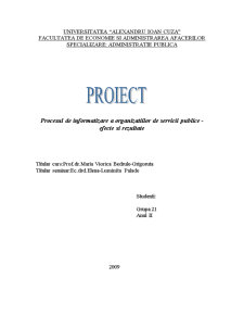 Procesul de informatizare a organizațiilor de servicii publice - efecte și rezultate - Pagina 1