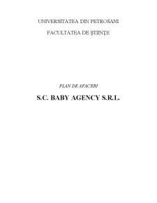 Plan de Afaceri SC Baby Agency SRL - Pagina 1