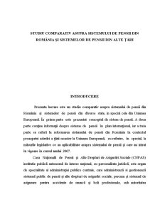 Studiu Comparativ asupra Sistemului de Pensii din România și Sistemelor de Pensii din Alte Țări - Pagina 1