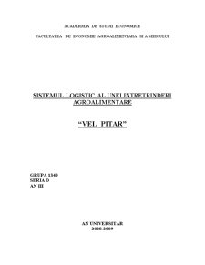 Sistemul Logistic al unei Intretrinderi Agroalimentare - Vel Pitar - Pagina 1
