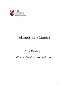 Tehnici de vânzări - Top Mariage - consultant ornamentare - Pagina 1