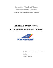 Analiza activității companiei aeriene Tarom - Pagina 1