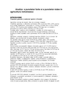 Analiză a punctelor forțe și a punctelor slabe în agricultura românească - Pagina 1