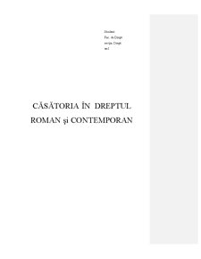 Căsătoria în Dreptul Roman și Contemporan - Pagina 1