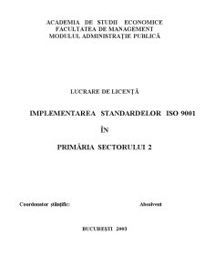 Implementarea Standardelor ISO 9001 în Primăria Sectorului 2 - Pagina 1