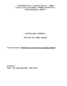 Metode de Cercetare în Sociologia Juridică - Pagina 1