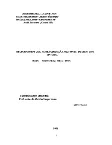 Sancțiunile de drept civil material - nulitatea și inexistența - Pagina 1