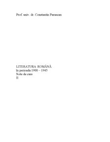 Literatura româna în perioada 1900-1945 - Pagina 1