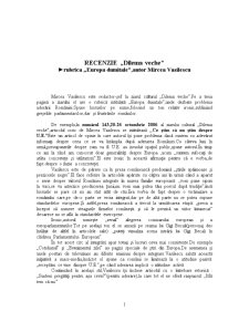 Recenzie dilema veche - rubrica Europa dumitale de Mircea Vasilescu - Pagina 1