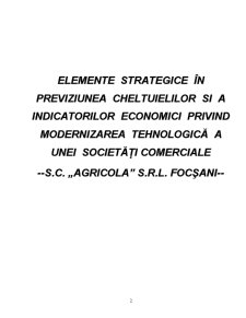 Elemente strategice în previziunea cheltuielilor și a indicatorilor economici privind modernizarea tehnologică a unei societăți comerciale - SC Agricola SRL Focșani - Pagina 2