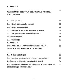 Elemente strategice în previziunea cheltuielilor și a indicatorilor economici privind modernizarea tehnologică a unei societăți comerciale - SC Agricola SRL Focșani - Pagina 4
