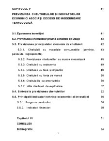Elemente strategice în previziunea cheltuielilor și a indicatorilor economici privind modernizarea tehnologică a unei societăți comerciale - SC Agricola SRL Focșani - Pagina 5