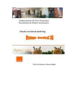 Plan de Cercetare Marketing asupra Serviciului Orange 3G - Pagina 1