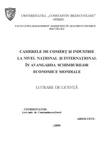 Camerele de Comerț și Industrie la Nivel Național și Internațional în Avangarda Schimburilor Economice Mondiale - Pagina 1