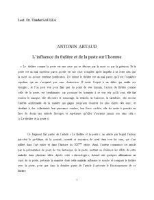 Antonin Artaud - L’influence du theatre et de la peste sur l’homme - Pagina 1