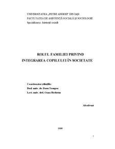 Rolul Familiei privind Integrarea Copilului în Societate - Pagina 2