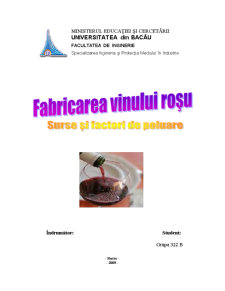 Fabricarea vinului roșu - surse și factori de poluare - Pagina 1