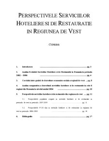 Perspectivele serviciilor hoteliere și de restaurație în regiunea de vest - Pagina 1