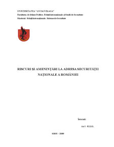 Riscuri și Amenințări la Adresa Securității Naționale a României - Pagina 1