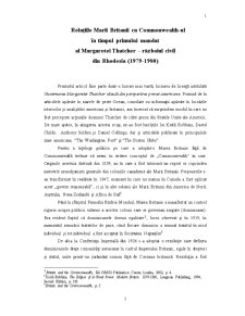 Relațiile Marii Britanii cu Commonwealth-ul în Timpul Primului Mandat al Margaretei Thatcher - Războiul Civil din Rhodesia - Pagina 1