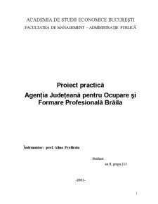Proiect practică - Agenția Județeana pentru Ocupare și Formare Profesională Brăila - Pagina 1