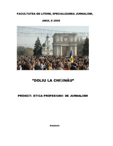 Doliu la Chisinau - Etica Profesiunii de Jurnalism - Pagina 1