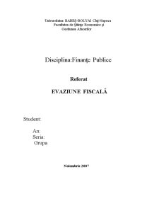 Finanțe publice - evaziune fiscală - Pagina 1