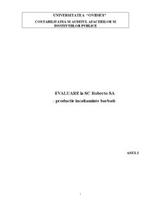 Evaluare la SC Roberto SA - producție încălțăminte bărbați - Pagina 1