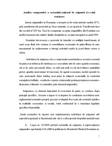 Analiza comparativă a Sectorului Național de Asigurări și a celui Românesc - Pagina 1