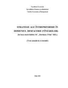Strategii ale întreprinderii în domeniul desfacerii vânzărilor - SC Ruvimax-Prim SRL - Pagina 1