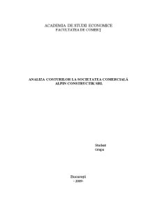 Analiza Costurilor la Societatea Comercială Alpin Constructik SRL - Pagina 1