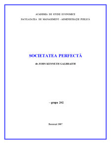Recenzie - societatea perfectă de John Kenneth Galbraith - Pagina 1