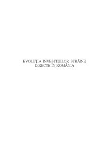 Evoluția Investițiilor Străine Directe în România - Pagina 1