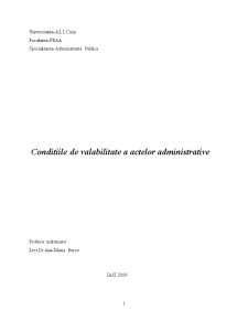 Condițiile de valabilitate a actelor administrative - Pagina 1