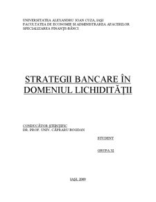 Strategii Bancare în Domeniul Lichidității - Pagina 1
