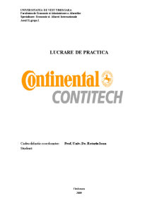 Lucrare de practică realizată la SC Contitech România SRL - Pagina 1