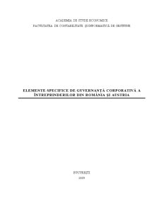 Elemente Specifice de Guvernanță Corporativă a Întreprinderilor din România și Austria - Pagina 1