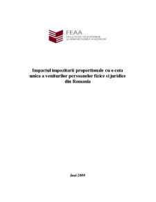 Impactul impozitării proporționale cu o cotă unică a veniturilor persoanelor fizice și juridice din România - Pagina 1