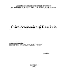 Criza Economică și România - Pagina 1