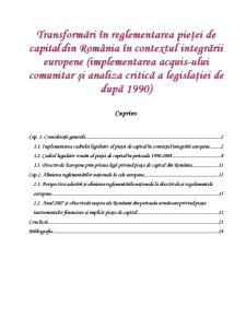 Transformări în Reglementarea Pieței de Capital din România în Contextul Integrării Europene - Pagina 1