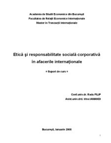 Etică și Responsabilitate Socială Corporativă în Afacerile Internaționale - Pagina 1