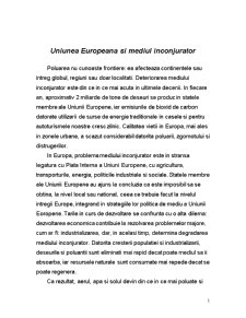 Uniunea Europeană și mediul înconjurător - Pagina 1