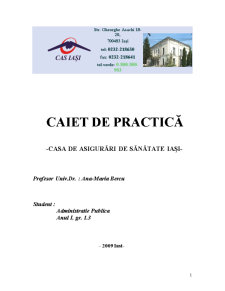 Caiet de practică - Casa de Asigurări de Sănătate Iași - Pagina 1