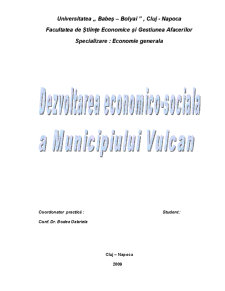 Dezvoltarea economico-socială regională a municipiului Vulcan - Pagina 1