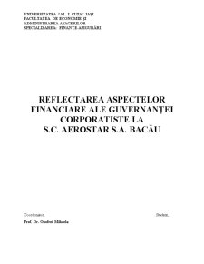 Reflectarea aspectelor financiare ale guvernanței corporatiste la SC Aerostar SA Bacău - Pagina 1